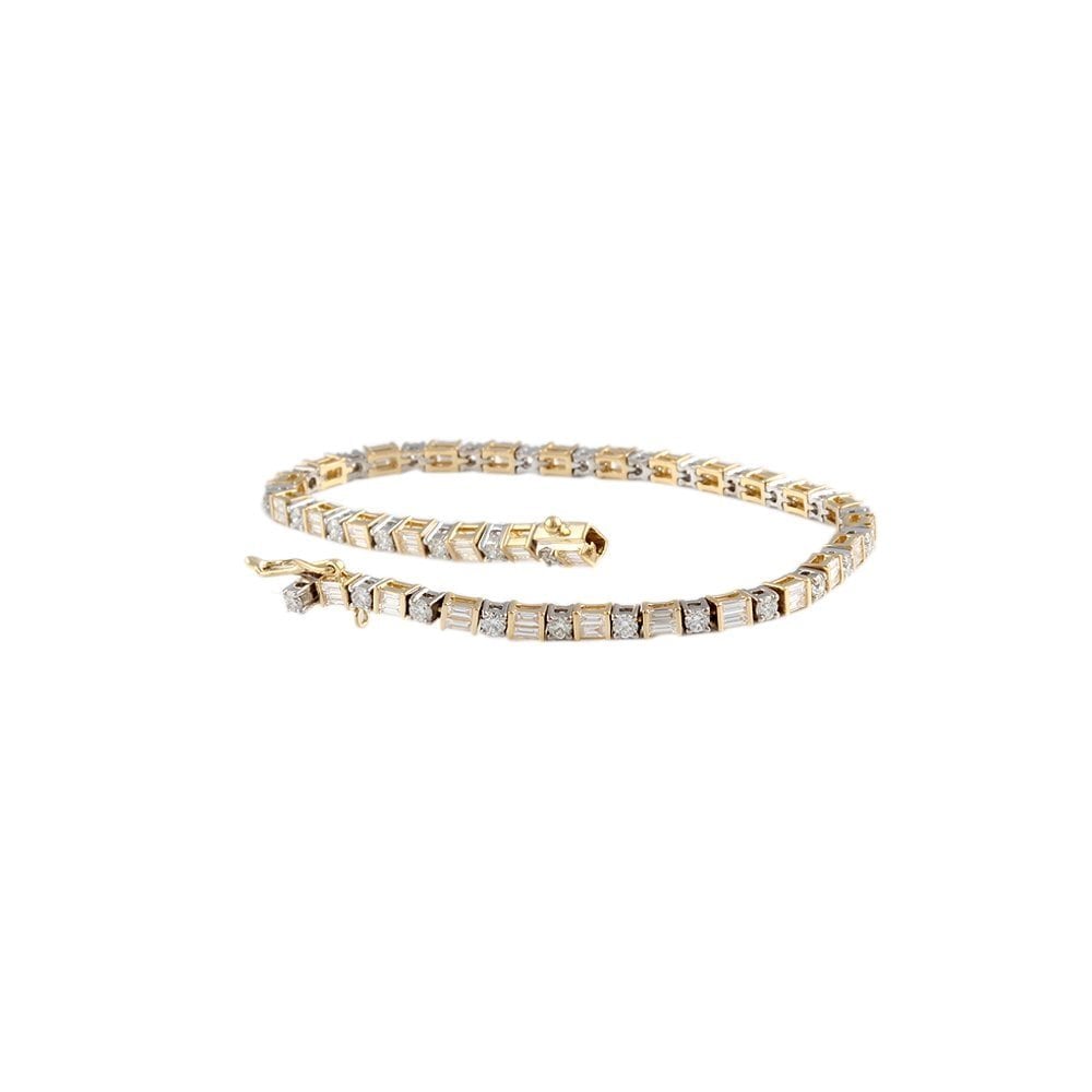 9ct Yellow And White Gold Mixed Cut Diamond Bracelet 3.23ct
