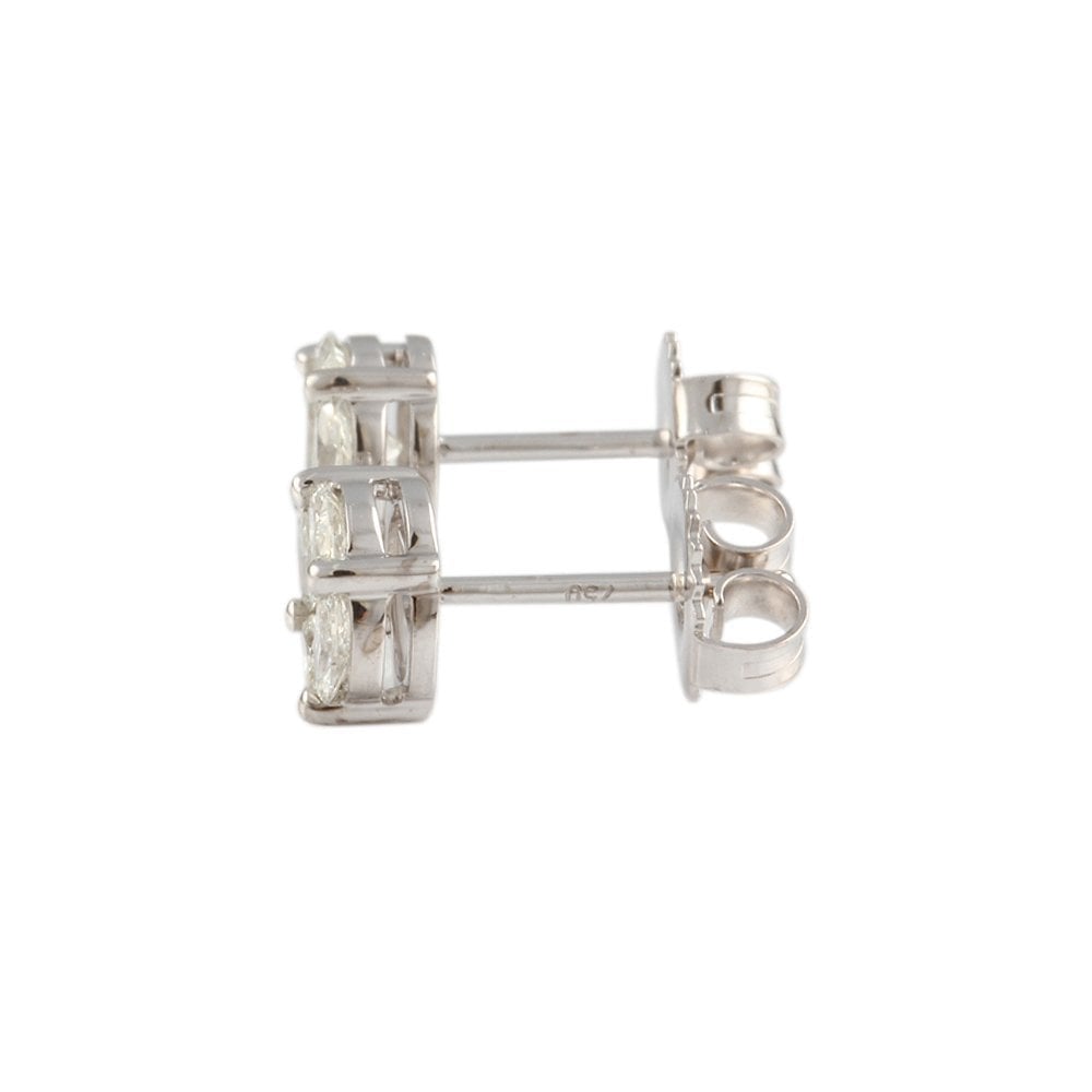 White Gold 1.05ct Round Brilliant and Marquise Diamonds Illusion Set Earrings