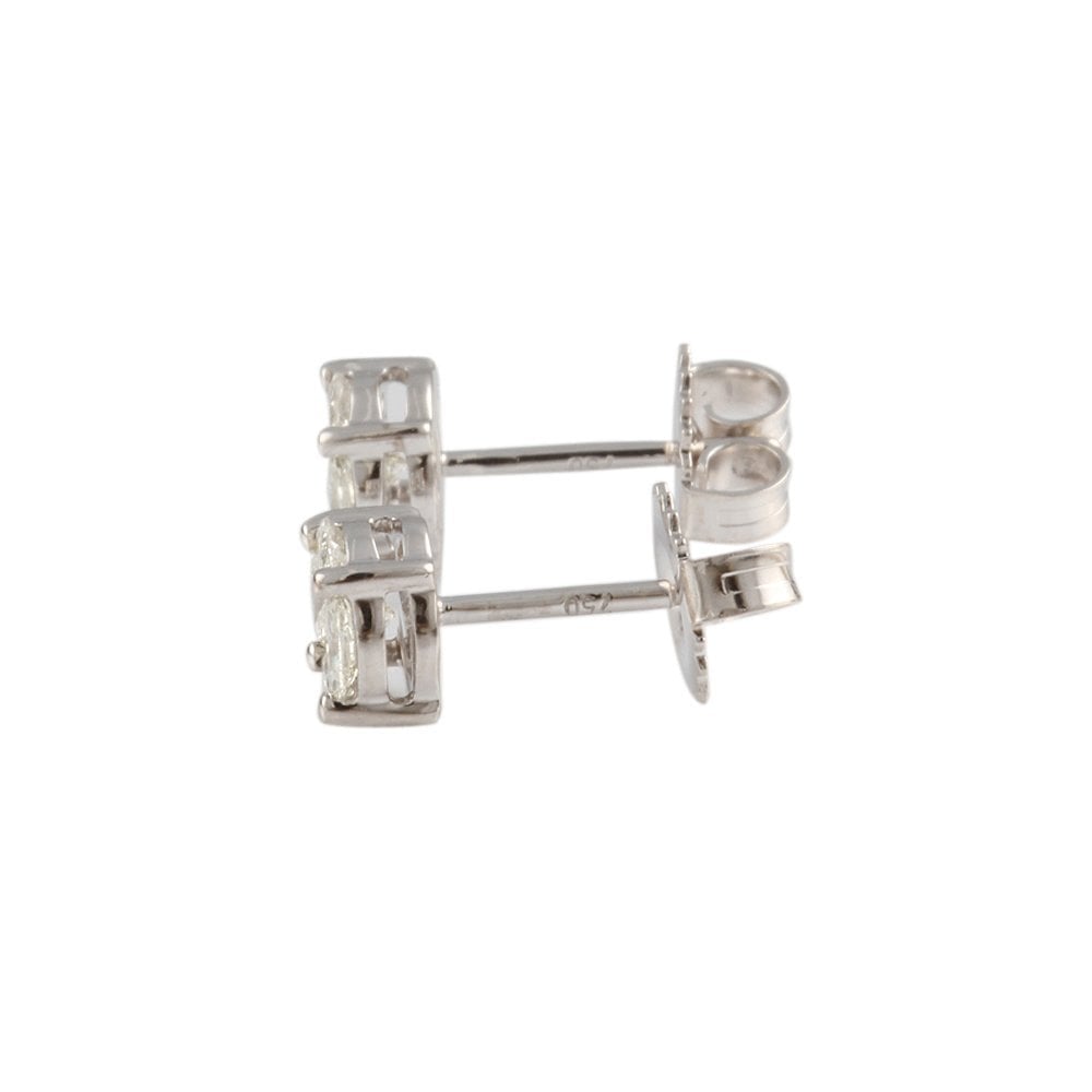 White Gold 0.51ct Round Brilliant and Marquise Diamonds Illusion Set Earrings