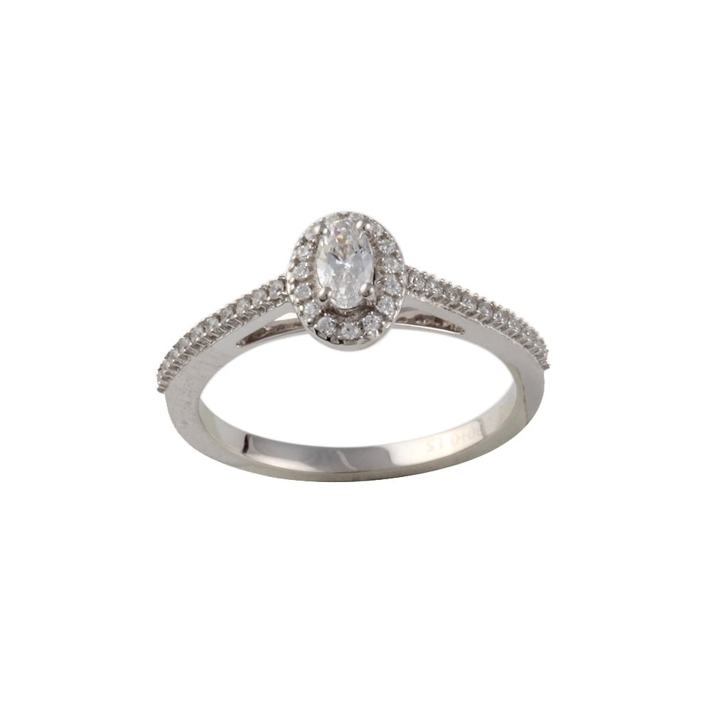 9ct white gold diamond cluster ring 0.45ct