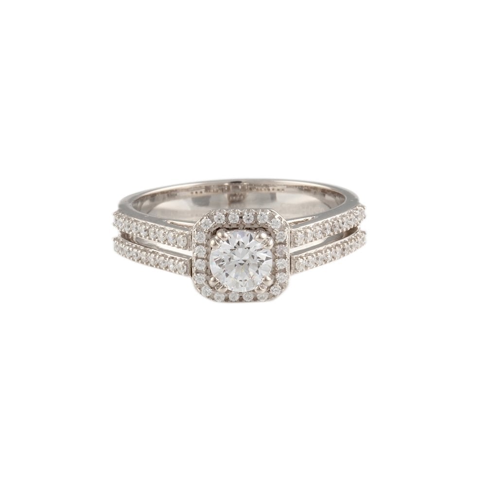 9ct White Gold Diamond Cluster ring 0.74ct