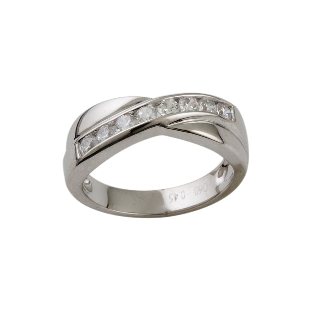 9ct white gold diamond crossover half eternity ring 0.45ct