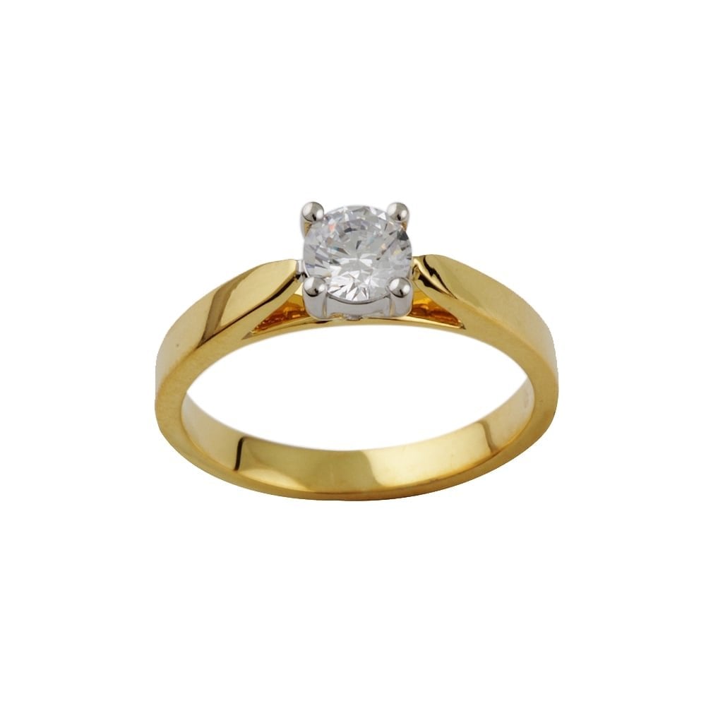 Heavy weight 9ct yellow gold diamond solitaire ring 0.33ct