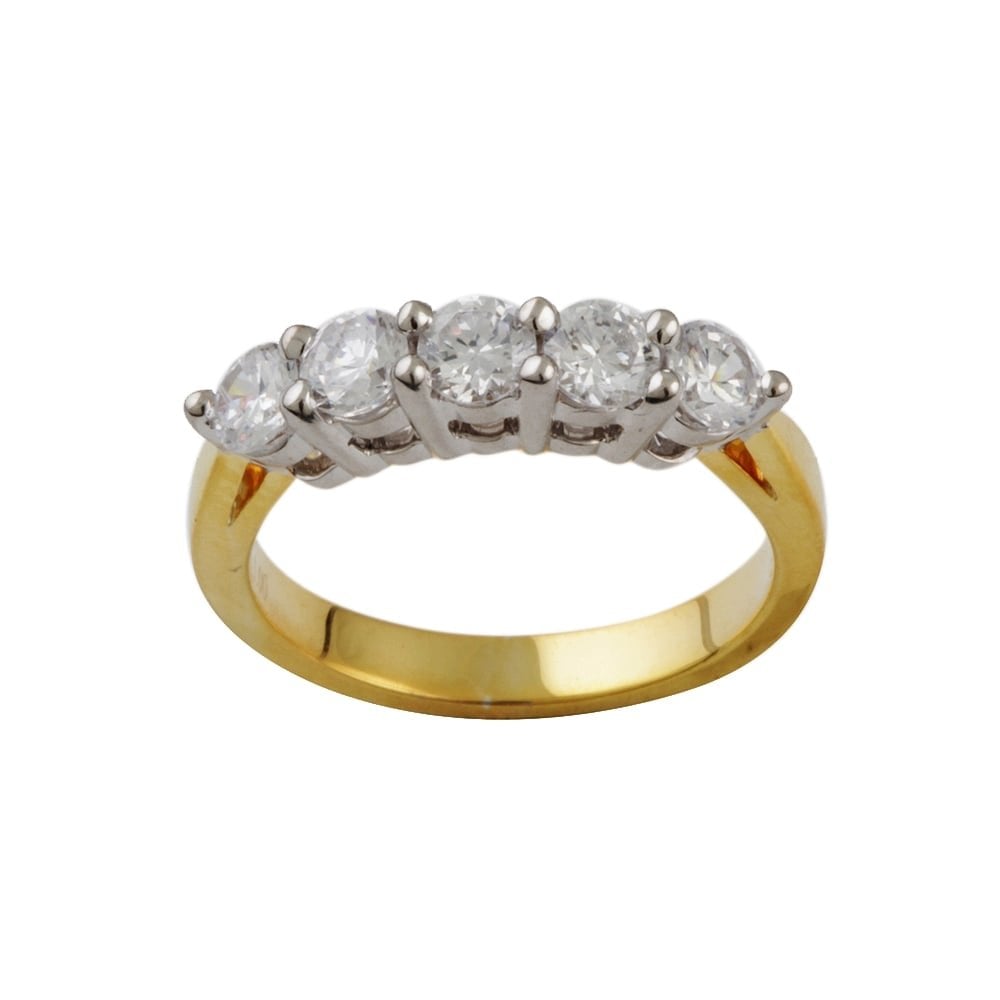 9ct yellow gold five stone diamond ring 0.50ct