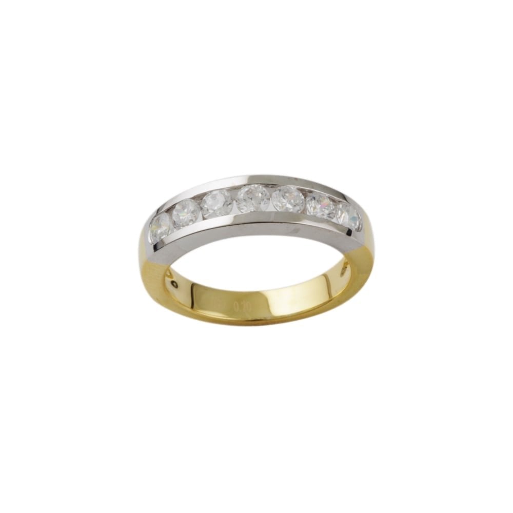 9ct yellow and white gold diamond half eternity ring 0.70ct