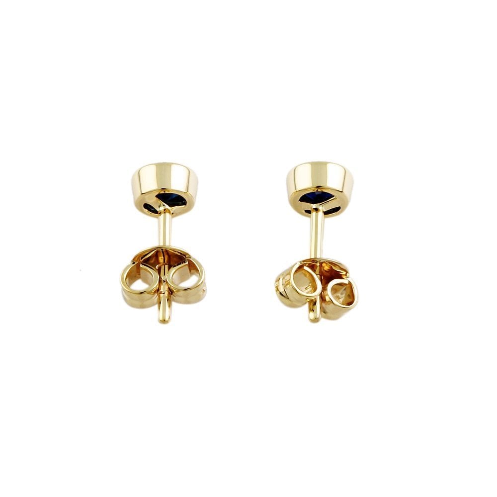 9ct Yellow Gold 0.57ct Round Blue Sapphire Single Stone Stud Earrings