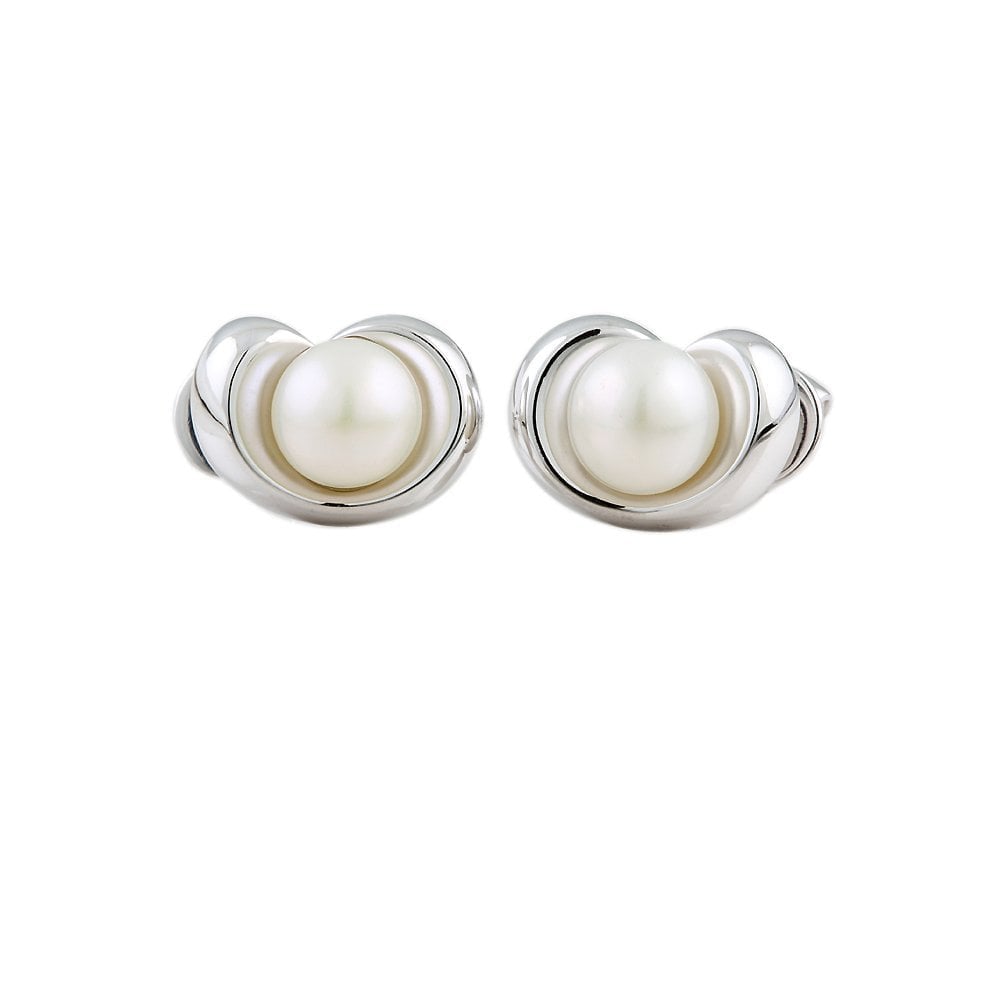 9ct White Gold 3mm Round Pearl Single Stone Stud Earrings