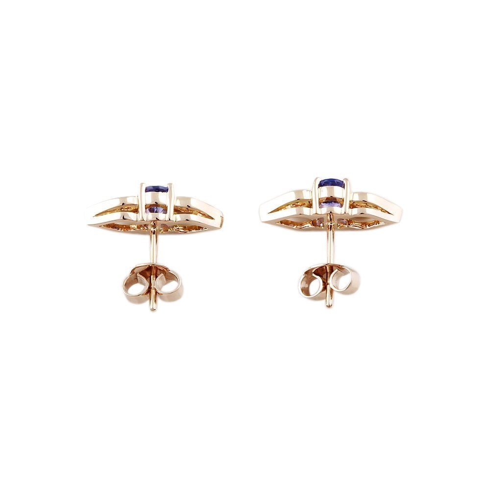 9ct Rose Gold 1.20ct Oval Tanzanite Single Stone Stud Earrings