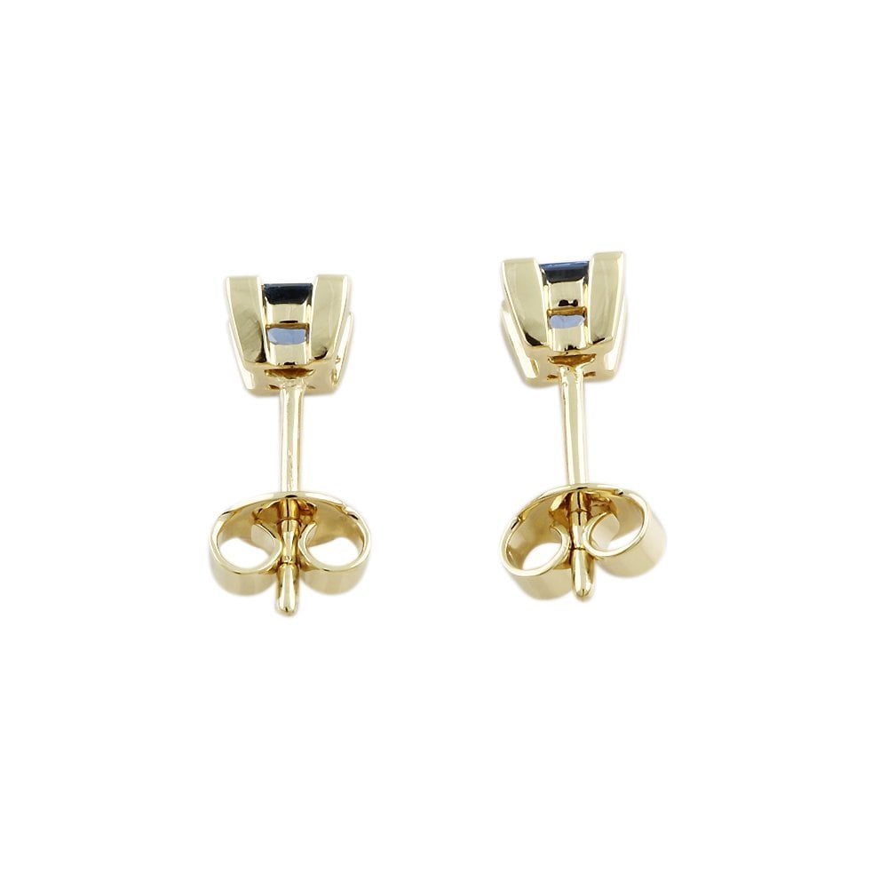 9ct Yellow Gold 1.15ct Square Blue Sapphire Single Stone Stud Earrings