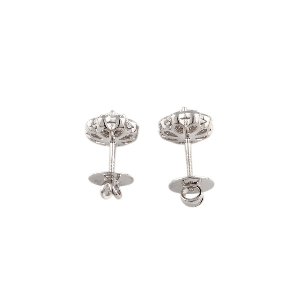 9ct White Gold 1.59ct Cushion and Round Brilliant Cut Diamond Cluster Earrings