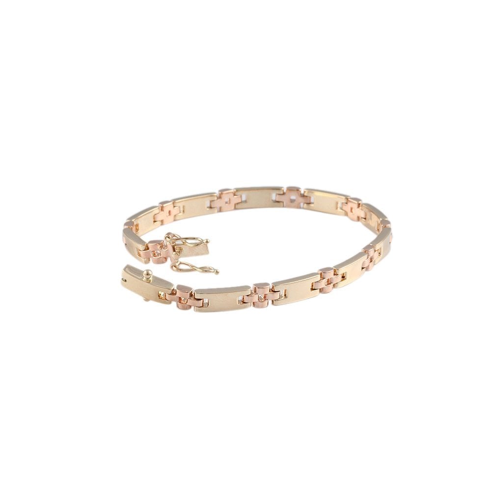 Yellow and Rose Gold Multi Link Fancy Unisex Bracelet