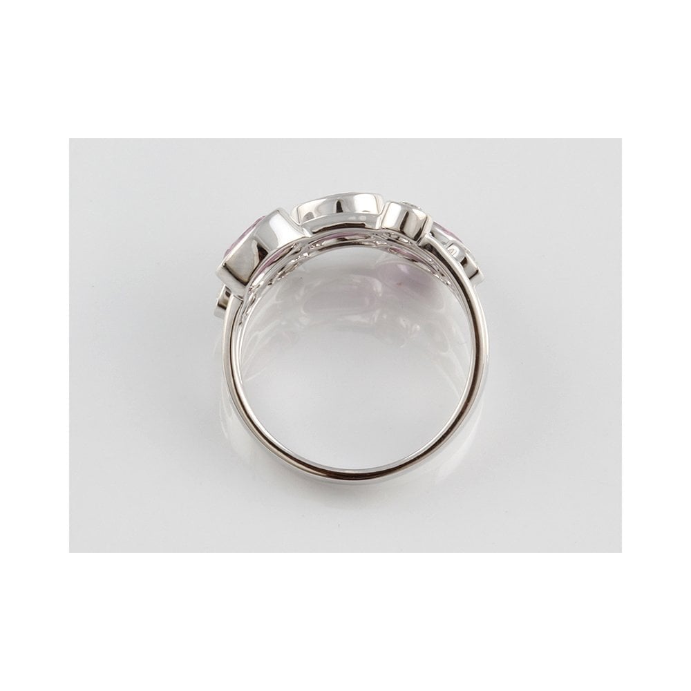 9ct White Gold Pink Sapphire 1.65ct And Diamond 0.35ct Bubble Ring