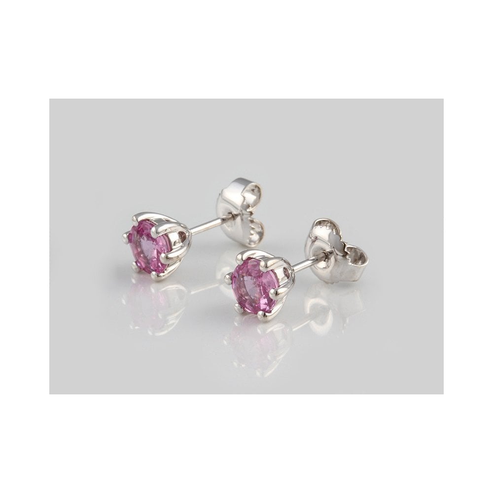 9ct White Gold Pink Sapphire Stud Earrings