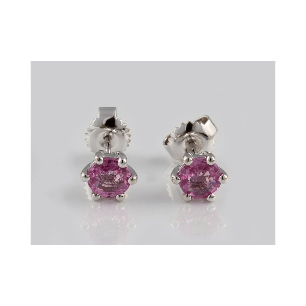 9ct White Gold Pink Sapphire Stud Earrings