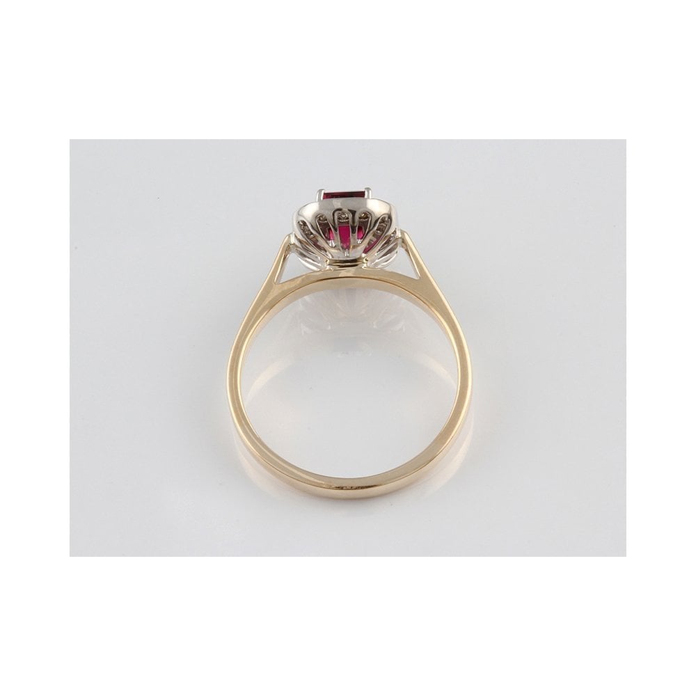 9ct Yellow And White Gold Tourmaline 0.93ct And Diamond 0.22ct Cluster