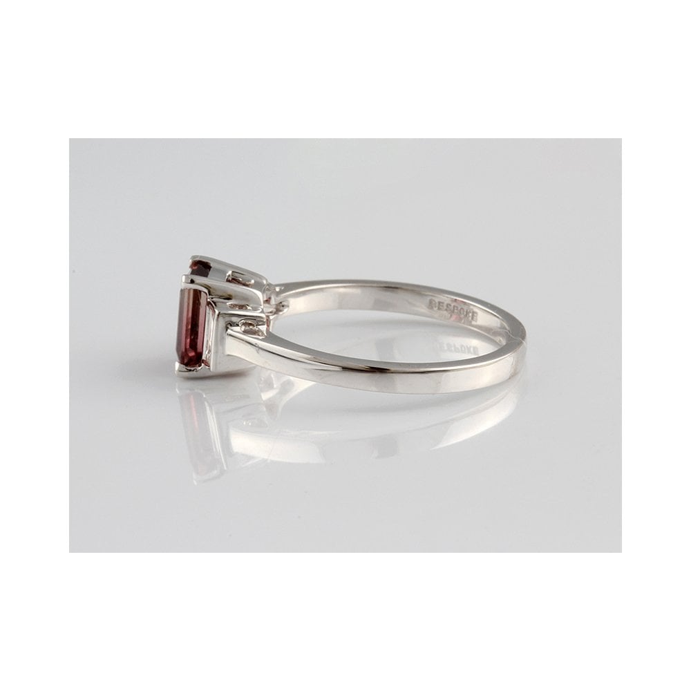 Bespoke 18ct White Gold Tourmaline 1.14ct And Diamond 0.20ct Three Stone Ring