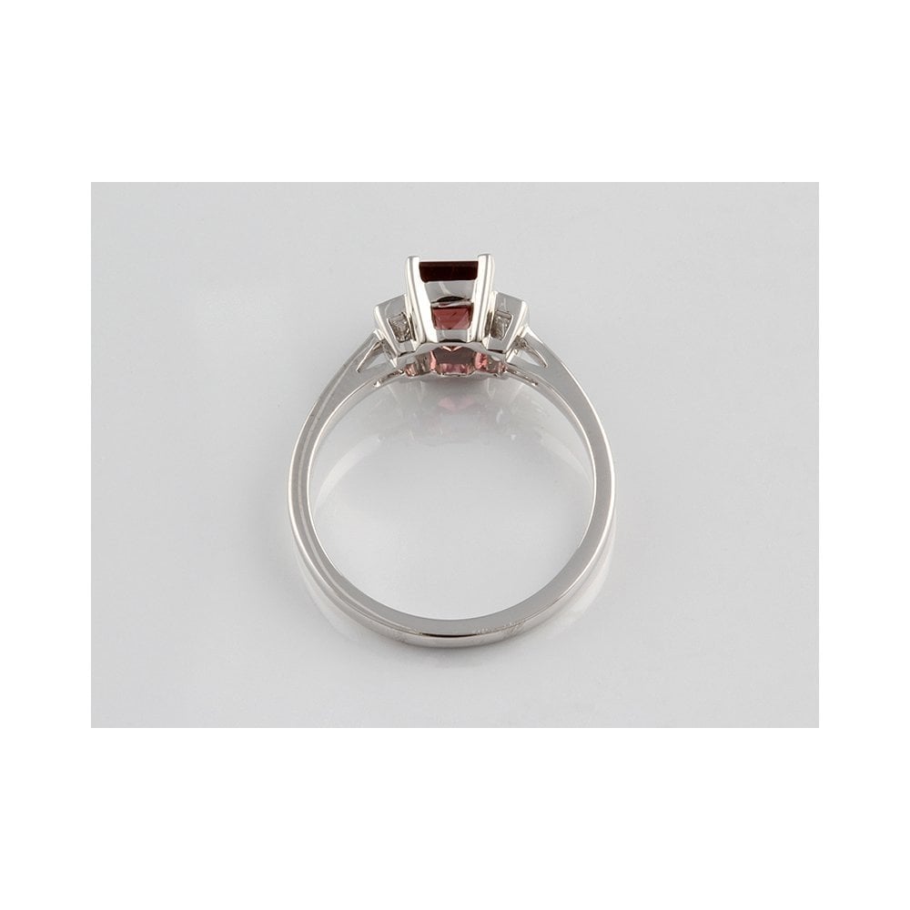 Bespoke 18ct White Gold Tourmaline 1.14ct And Diamond 0.20ct Three Stone Ring
