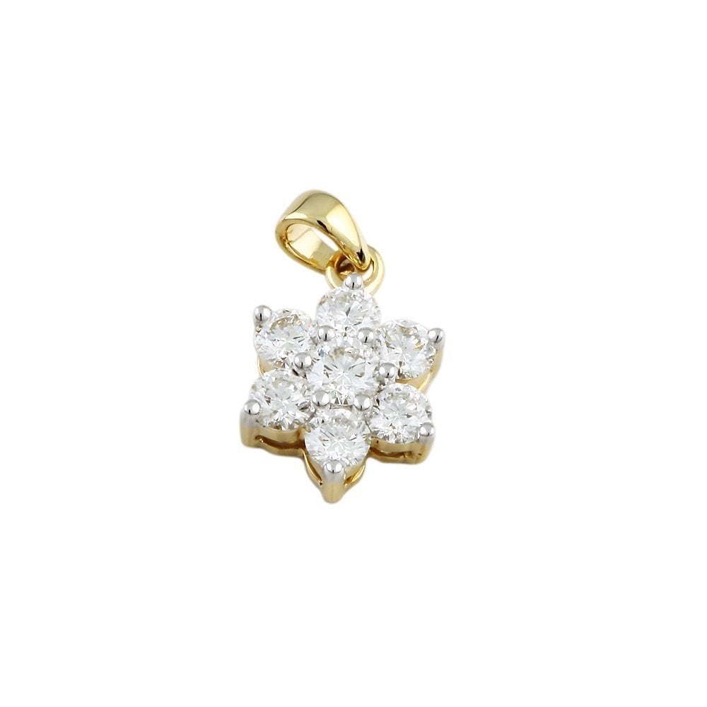 18ct Yellow and White Gold Round Brilliant Cut Diamonds Cluster Pendant