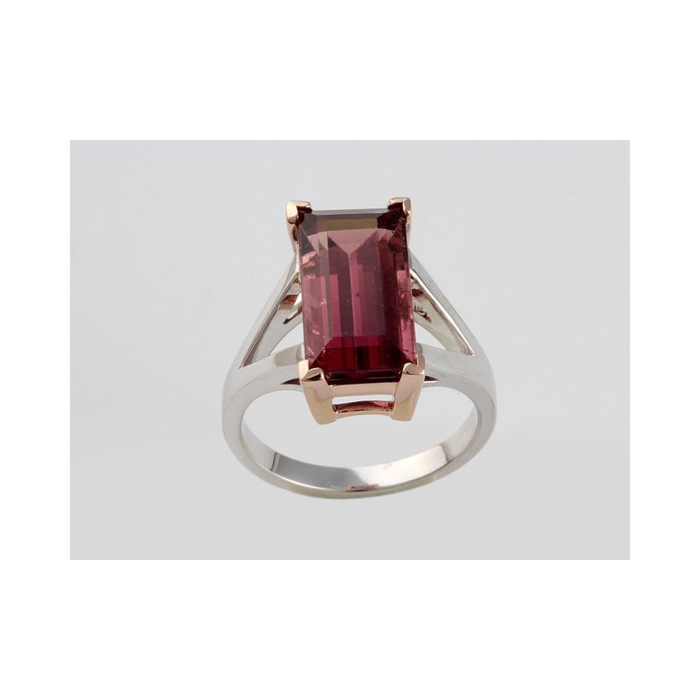 Bespoke 9ct White And Rose Gold Single Stone Tourmaline Ring 6.45ct