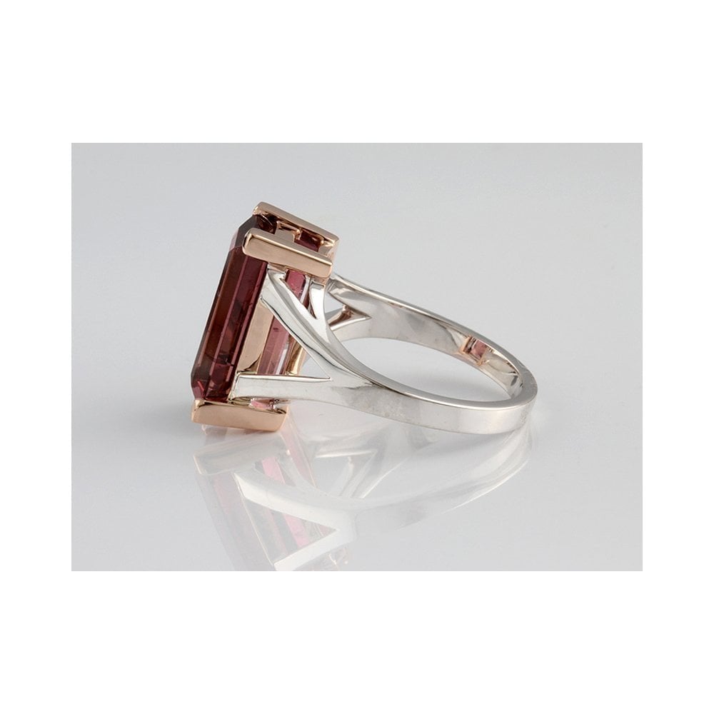 Bespoke 9ct White And Rose Gold Single Stone Tourmaline Ring 6.45ct