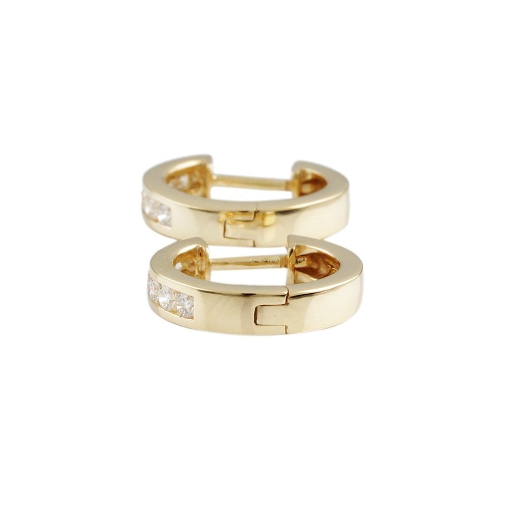 Yellow Gold 0.37ct Round Brilliant Cut Diamonds Hoop Earrings