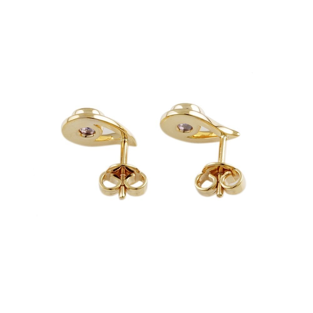 Yellow Gold 0.70ct Round Tanzanite Single Stone Stud Earrings