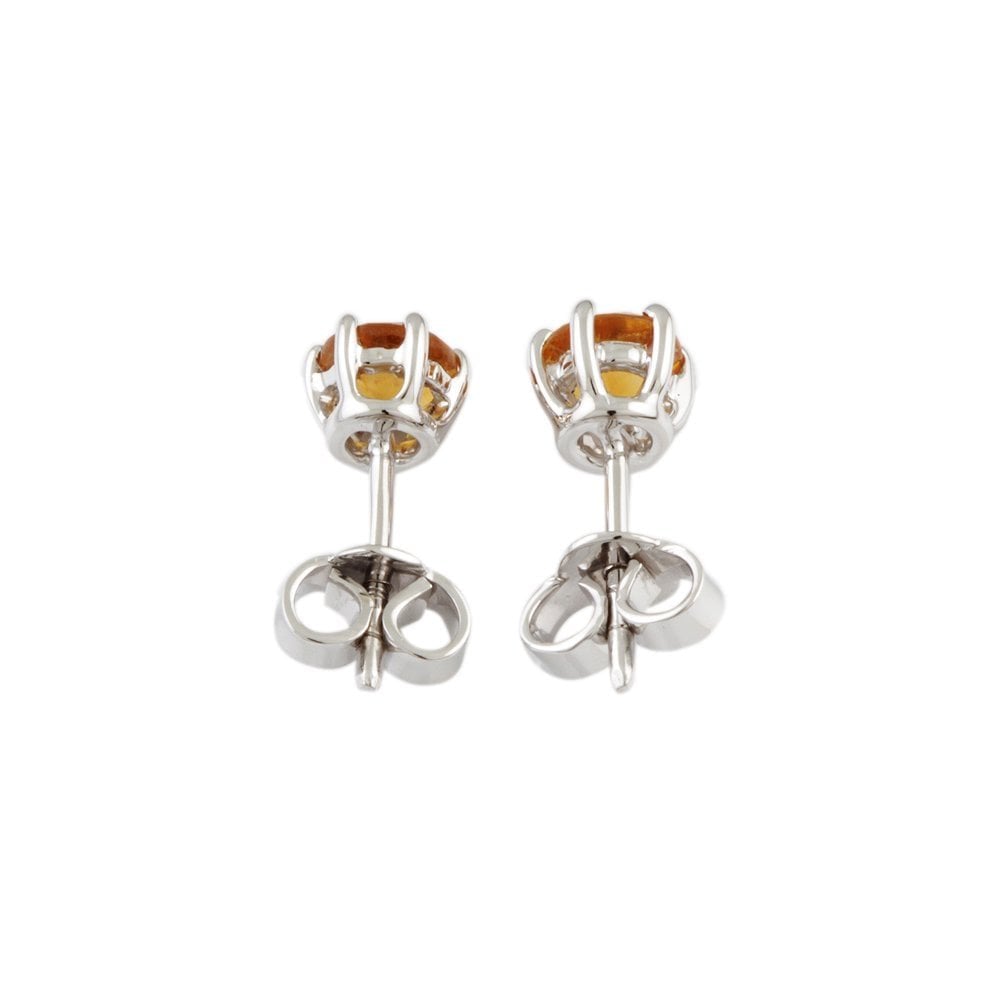 White Gold 0.96ct Round Citrine Single Stone Stud Earrings