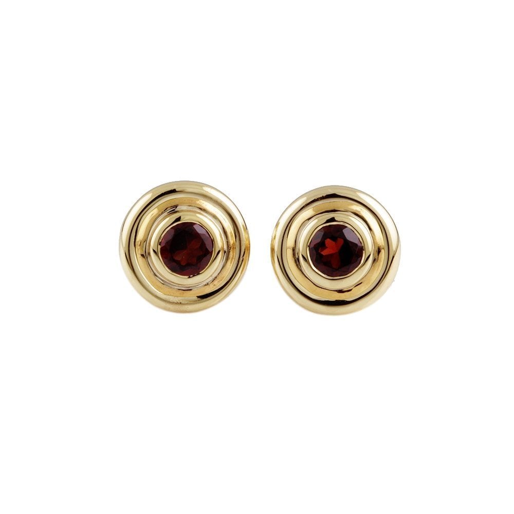 Yellow Gold 0.69ct Round Garnet Single Stone Stud Earrings