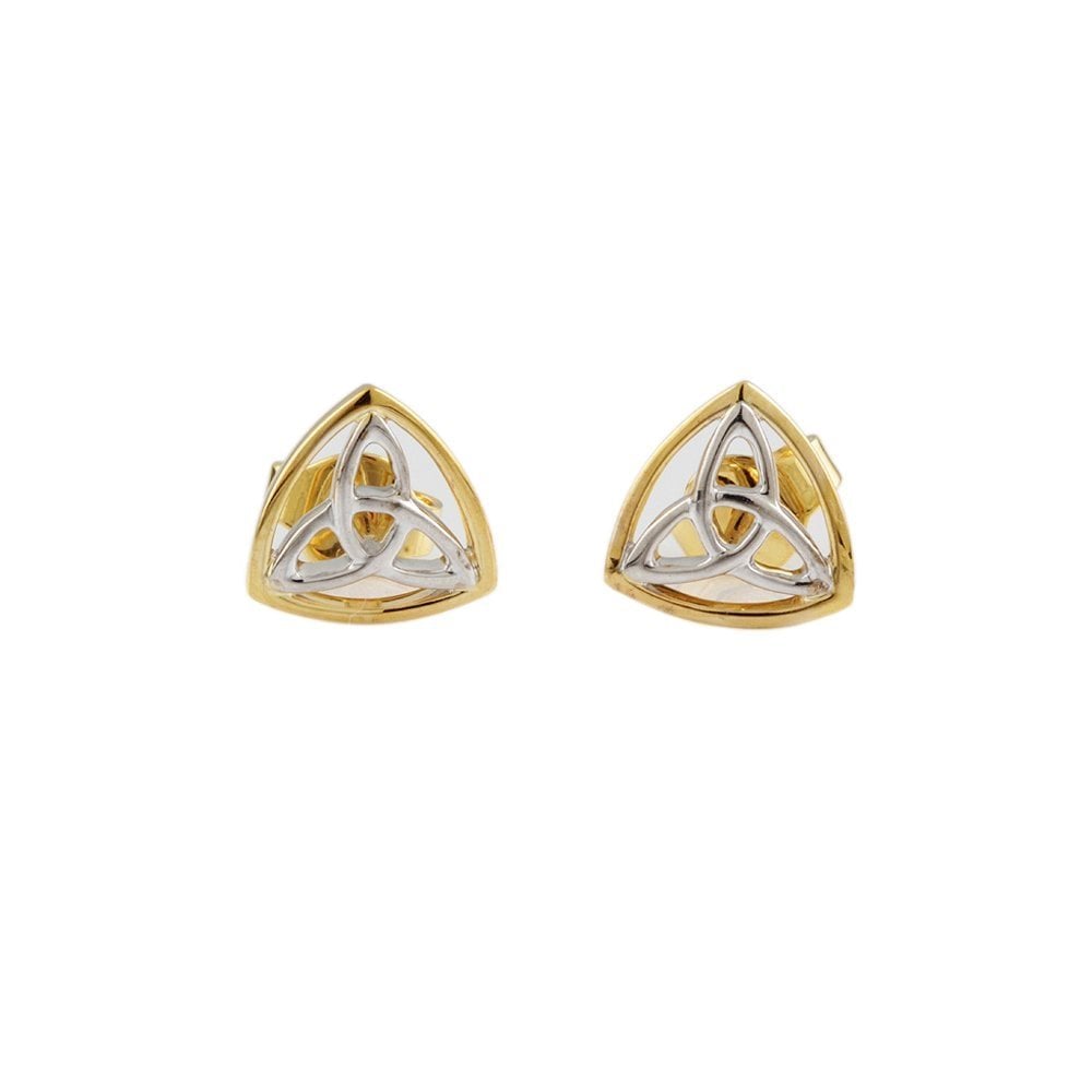 Yellow White Gold Stud Earrings