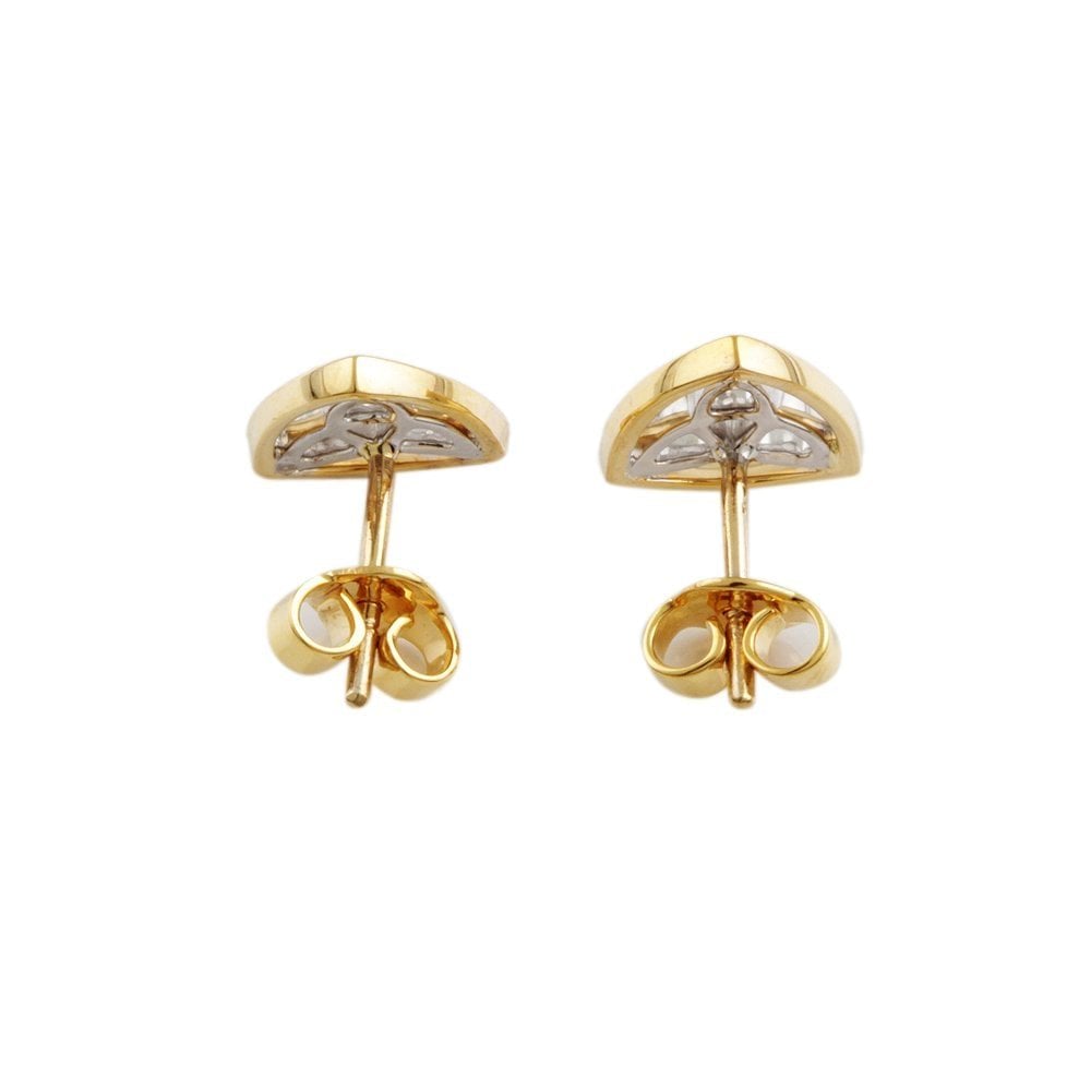 Yellow White Gold Stud Earrings