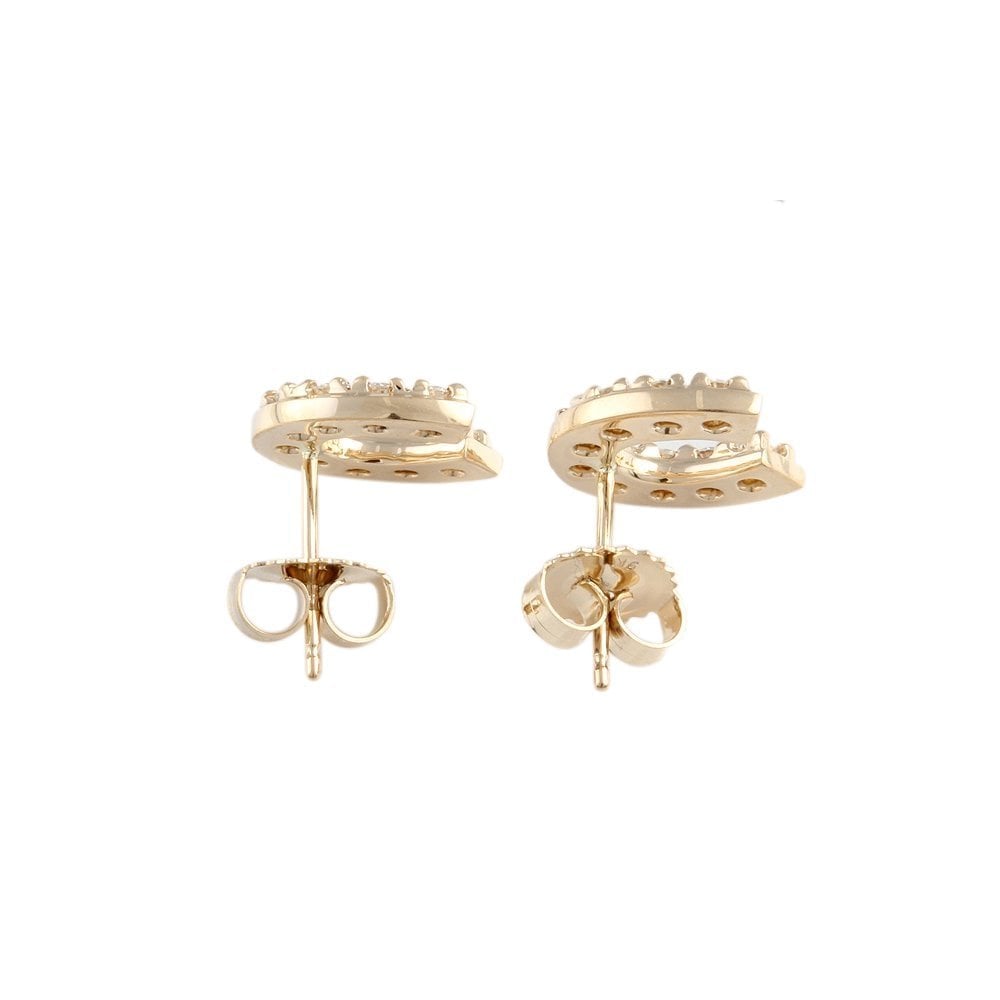 Yellow Gold 0.55ct Round Brilliant Cut Diamond Horseshoe Stud Earrings