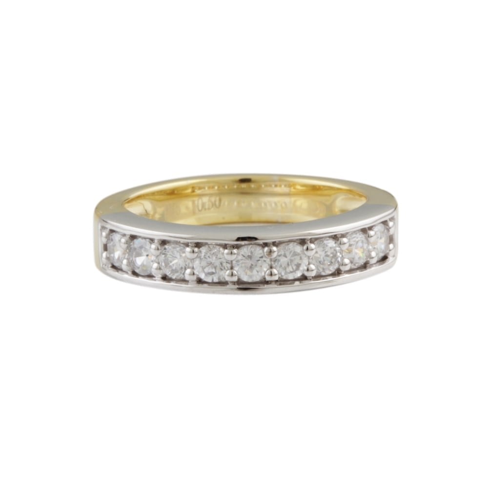 9ct yellow and white gold half eternity ring 0.50ct