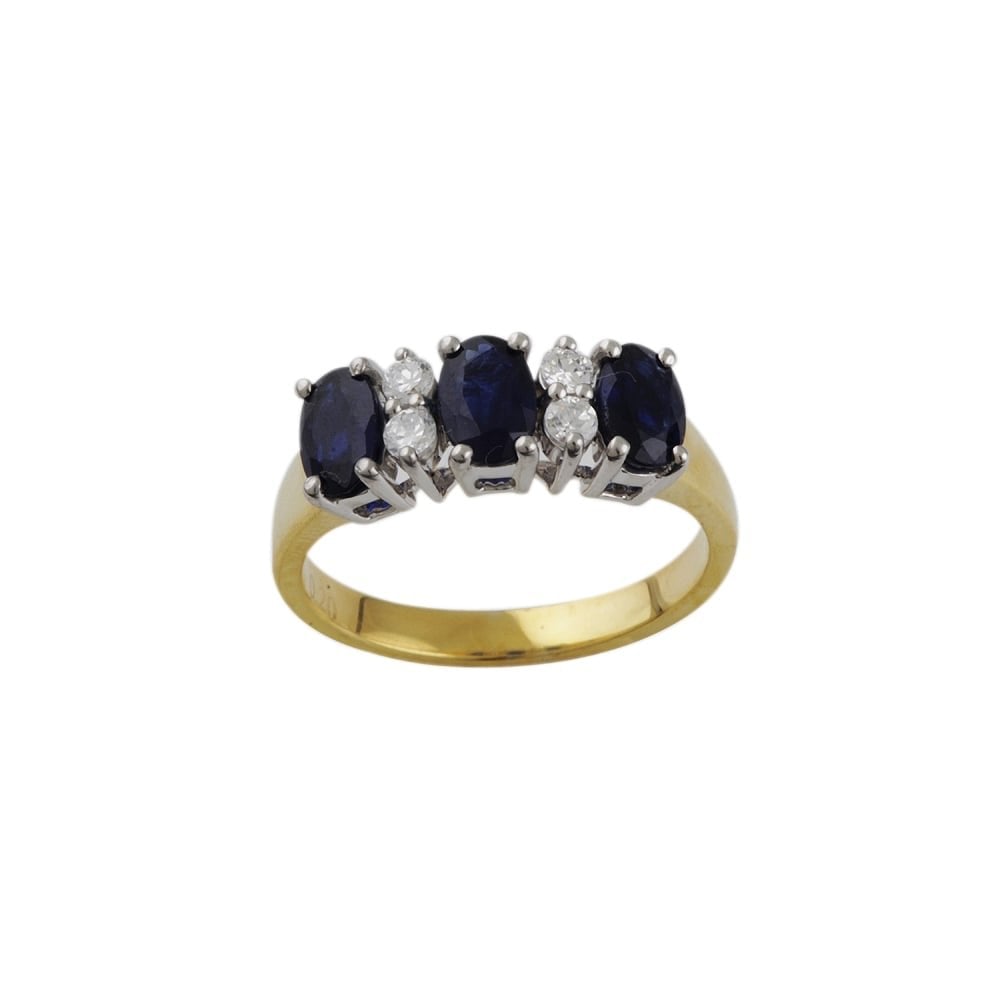 yellow and white gold Sapphire and Diamond ring