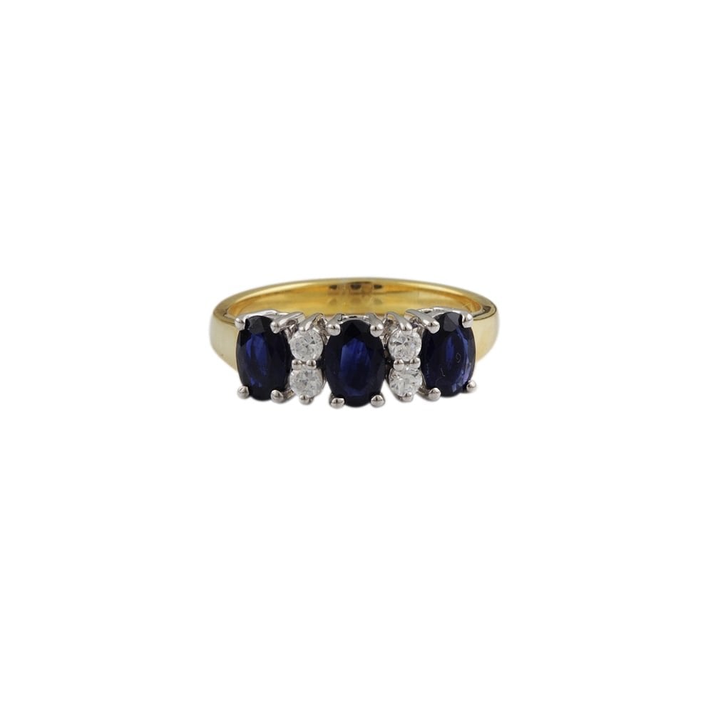 yellow and white gold Sapphire and Diamond ring