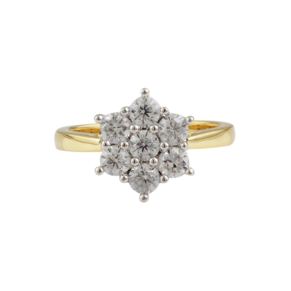 9ct Yellow Gold Diamond Cluster Ring 0.70ct