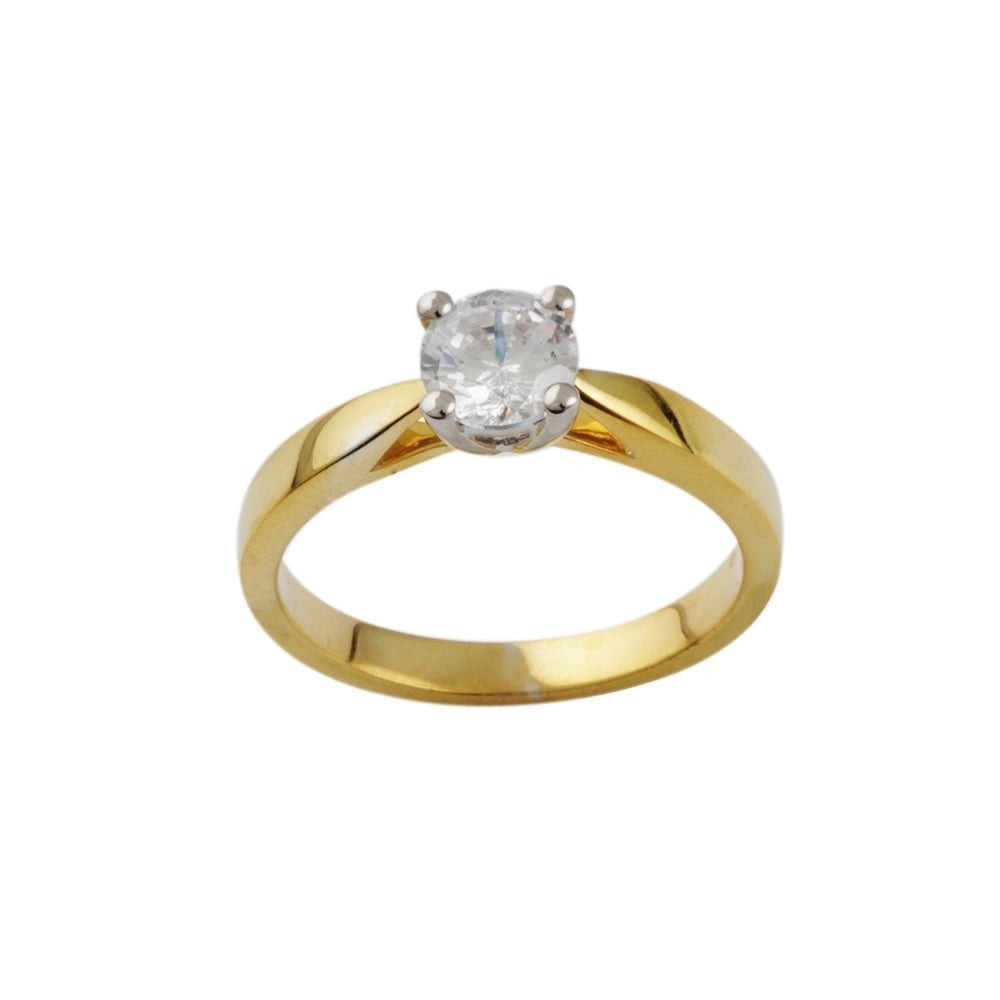 Heavy weight 9ct yellow gold diamond solitaire ring 0.33ct