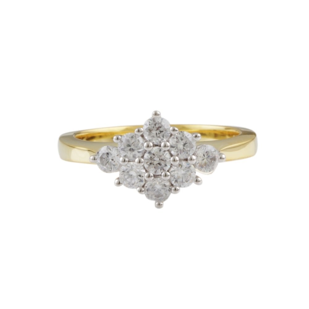 9ct yellow gold diamond cluster ring  0.70ct