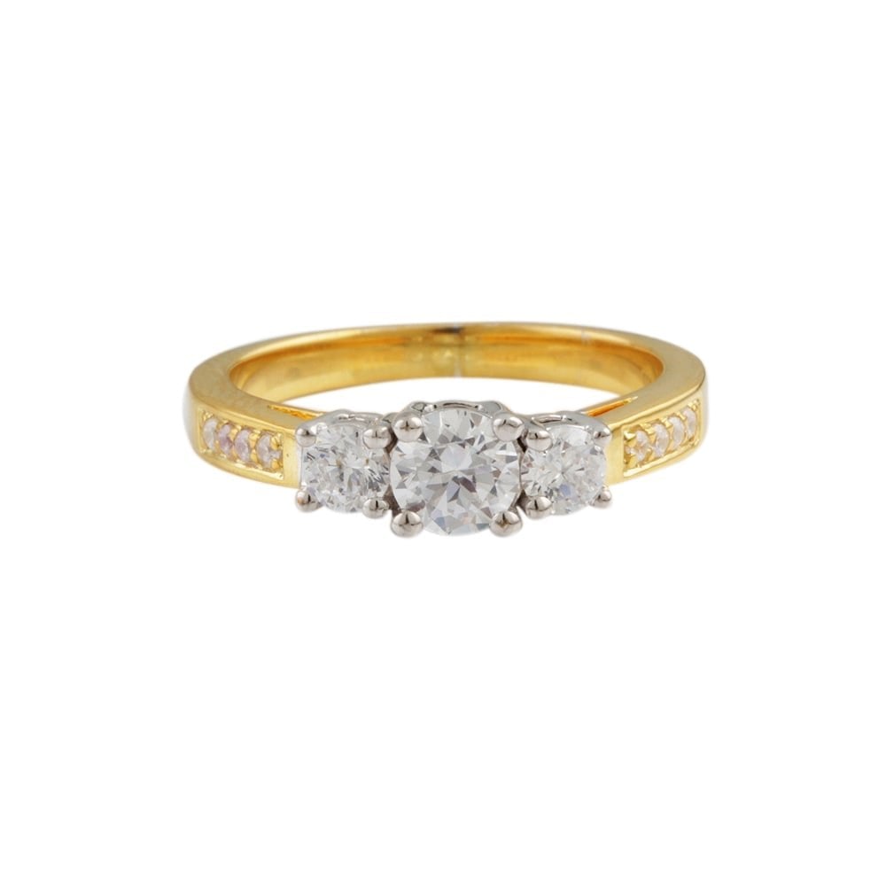 9ct yellow gold diamond ring 0.30ct, with diamond set shoulders 0.16ct