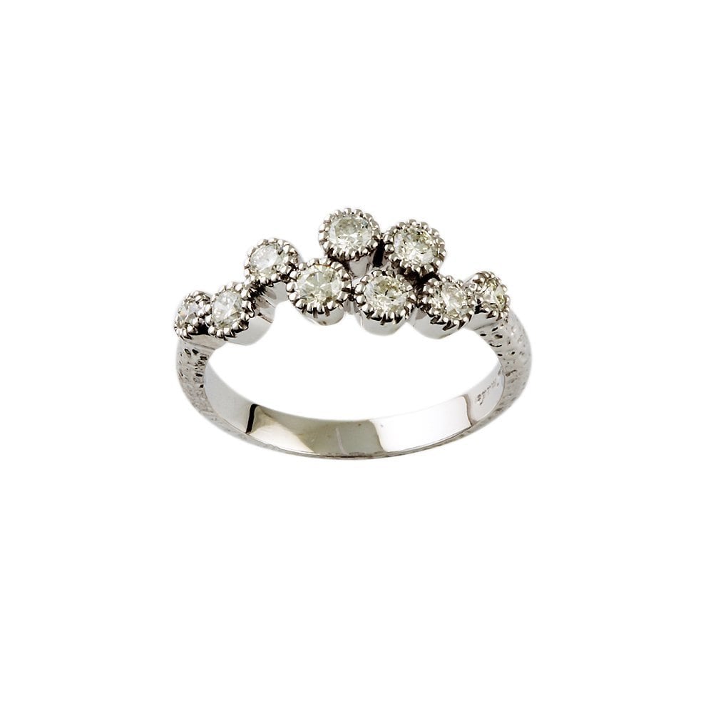 White Gold Nine Stone 0.62ct Round Brilliant Cut Diamond Bubble Ring
