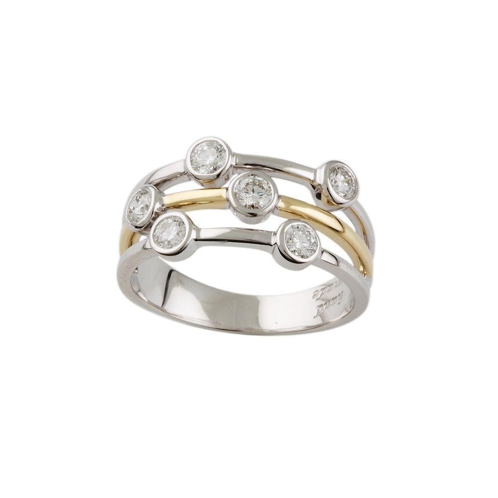 Yellow and White Gold Round Brilliant Cut Diamond Bubble Ring 0.60ct