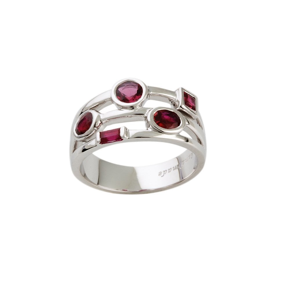 White Gold 1.18ct Multiple Shaped Ruby Set Bubble Ring