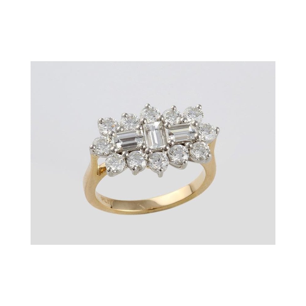 18ct Yellow Gold Diamond Cluster Ring With A Platinum Setting 2.02ct