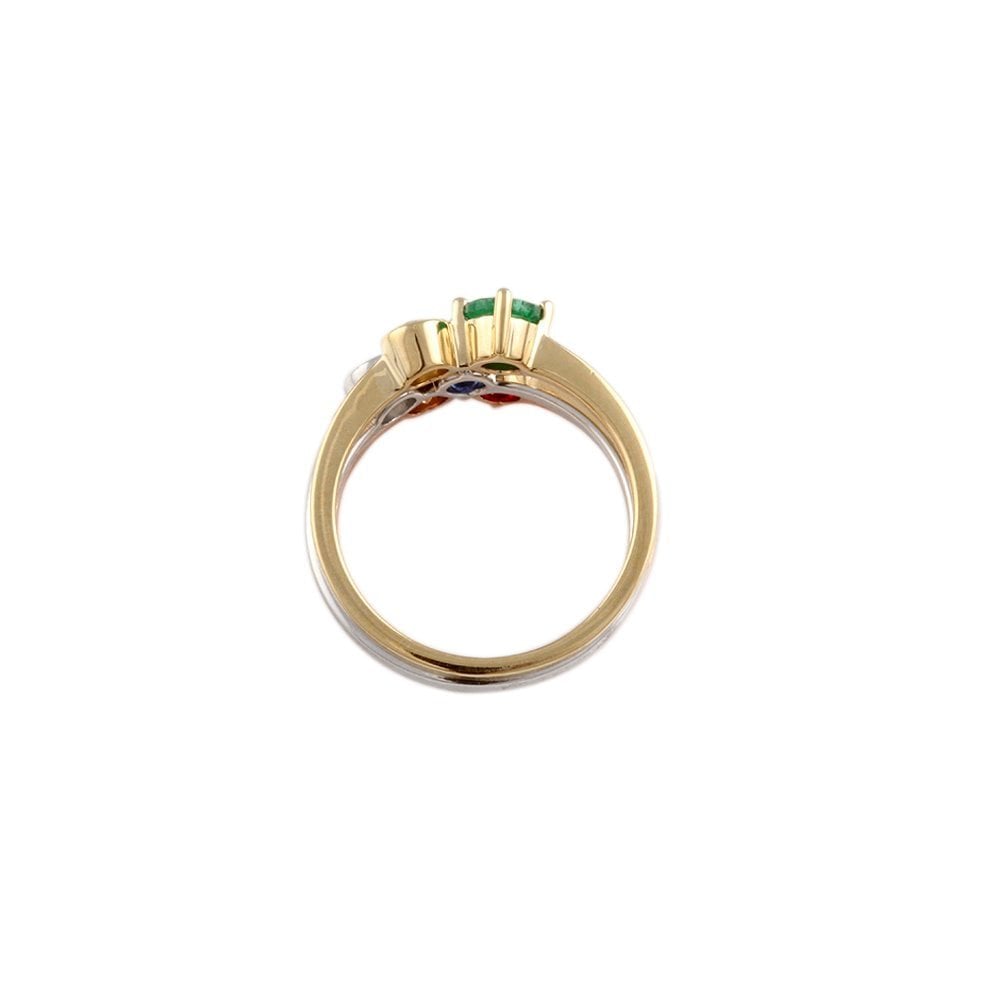 Yellow and White Gold Multiple Stone Set Bubble Ring 1.13ct