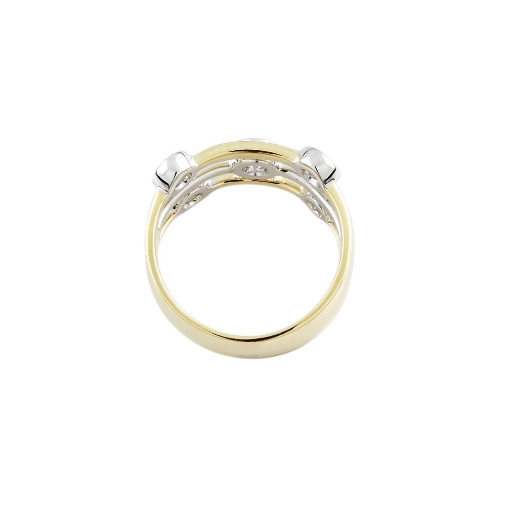 Yellow and White Gold Five Stone 0.82ct Round Brilliant Cut Diamond Set Bubble Ring