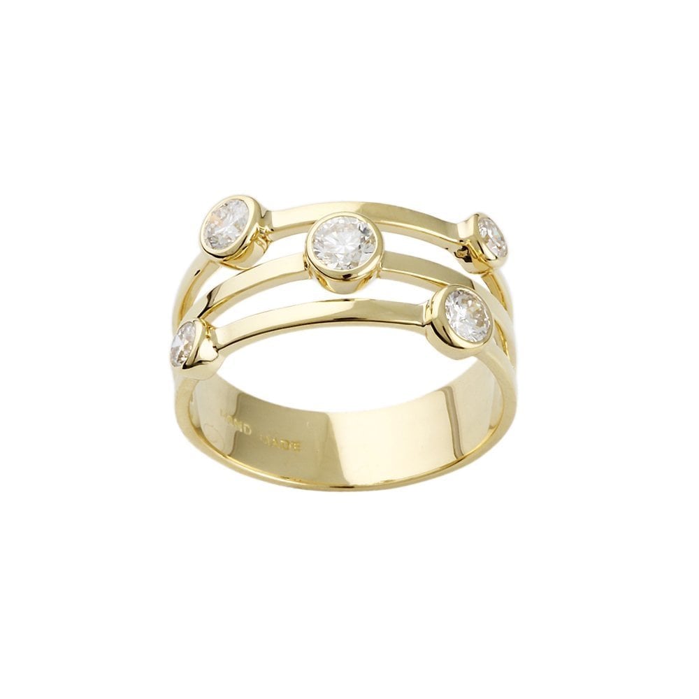 Yellow Gold Five Stone 0.87ct Round Diamond Set Bubble Ring
