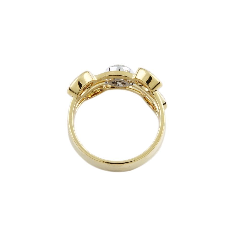 Yellow and White Gold Five Stone 0.35ct Round Brilliant Cut Diamond and 2.03ct Oval Yellow Sapphire Bubble Ring