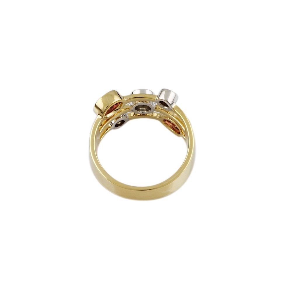 Yellow and  White Gold Five Stone 0.52ct Round Brilliant Cut Diamond and 0.92ct Oval Sapphire Bubble Ring