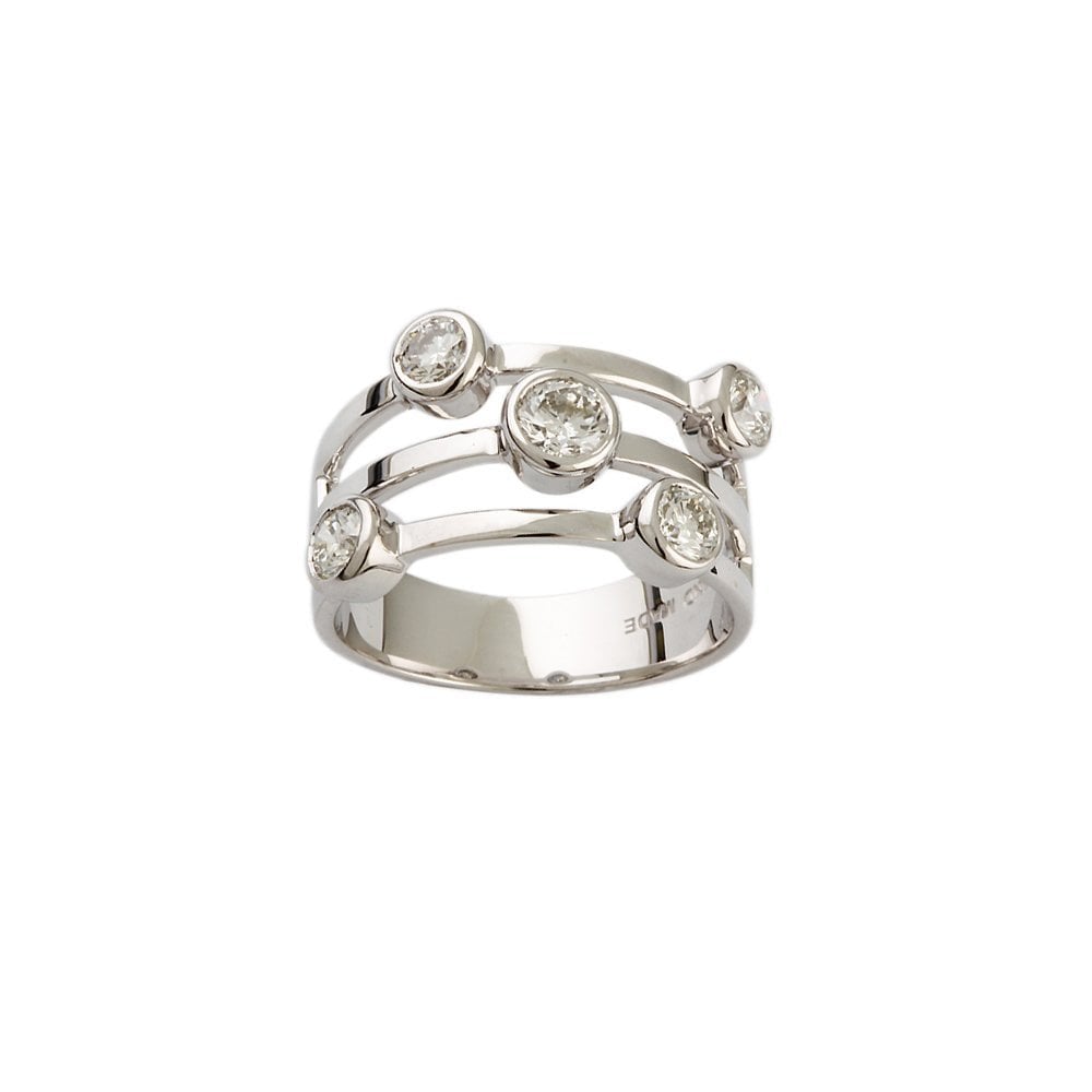 White Gold Five Stone 0.93ct Round Brilliant Cut Diamond Bubble Ring