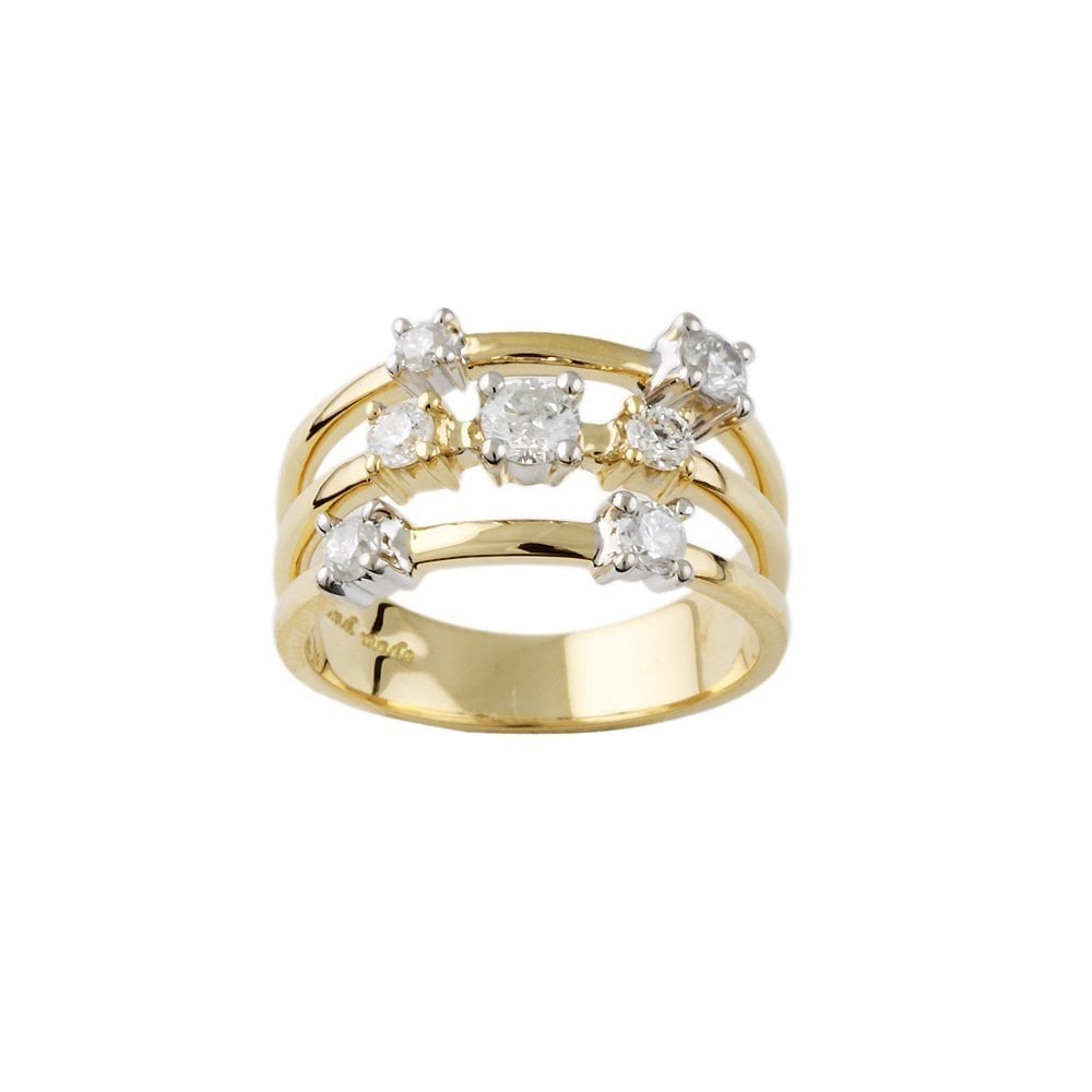 9ct Yellow and White Gold Seven Stone 0.69ct Round Brilliant Cut Diamond Bubble Ring