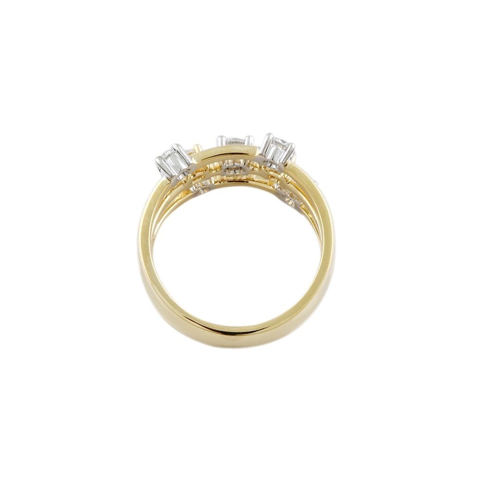 9ct Yellow and White Gold Seven Stone 0.69ct Round Brilliant Cut Diamond Bubble Ring